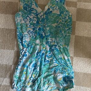 Lilly Pulitzer Blue and Green Floral Jumpsuit
